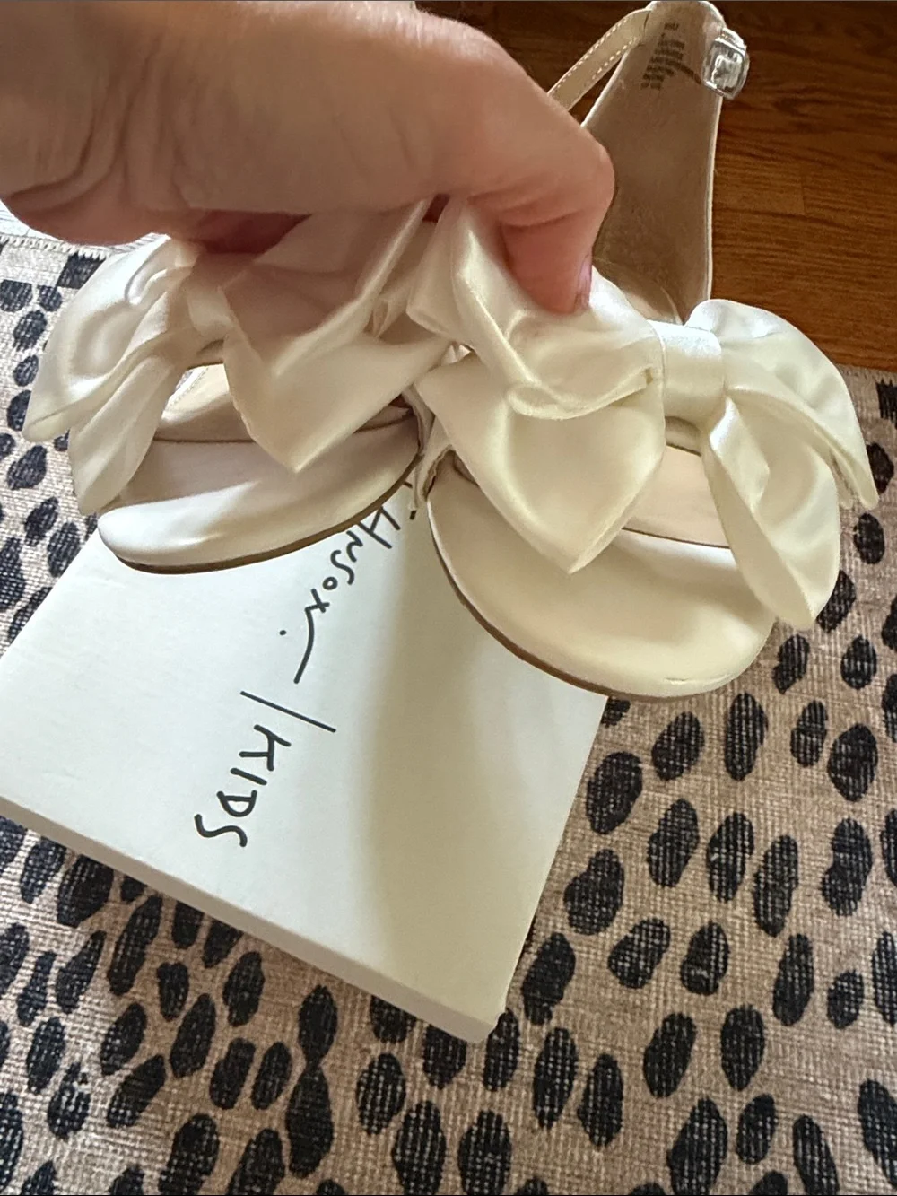 Betsey Johnson Ivory Bow Ankle-Strap Block Heel Sandals